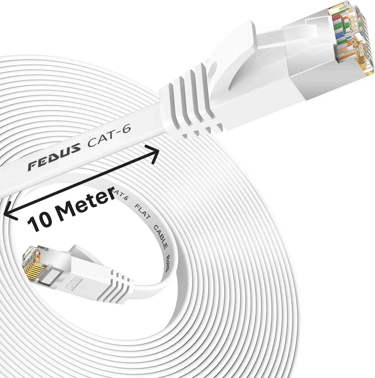 FEDUS Flat Cat6 Ethernet LAN Cable – 1Gbps, 250MHz High-Speed RJ45 Cable