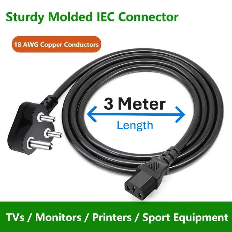 FEDUS 10A C13 to Indian Plug IEC Power Cable (PC / PSU / Server Use)