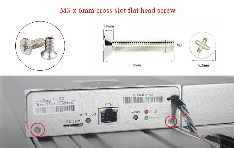 M3×6mm flat head screws for antminer cover plate (pack of 10)