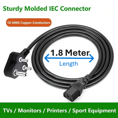 FEDUS 10A C13 to Indian Plug IEC Power Cable (PC / PSU / Server Use)