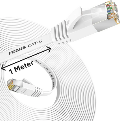 FEDUS Flat Cat6 Ethernet LAN Cable – 1Gbps, 250MHz High-Speed RJ45 Cable