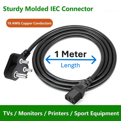 FEDUS 10A C13 to Indian Plug IEC Power Cable (PC / PSU / Server Use)