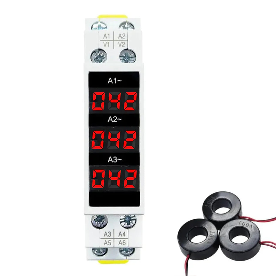 Mini Current Display Amicisense 3-Phase Ampere Meter | AC 80–500V 100A Mini Current Tester ...