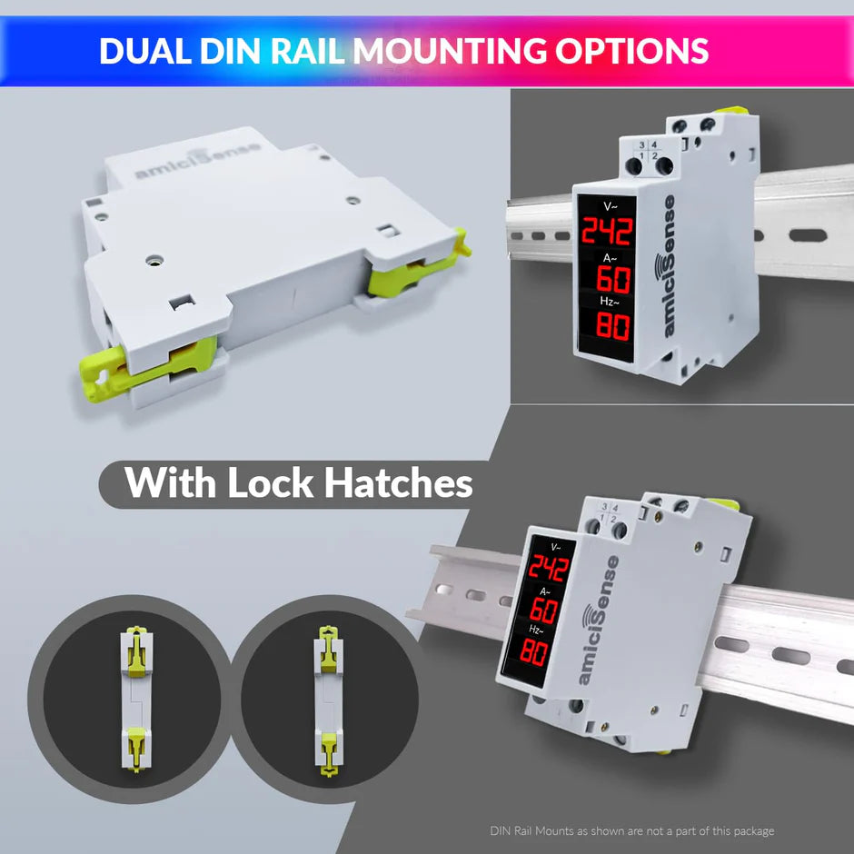 Amicisense Single Phase 100A Digital Meter | Voltage, Current & Frequency Display 80–500V AC