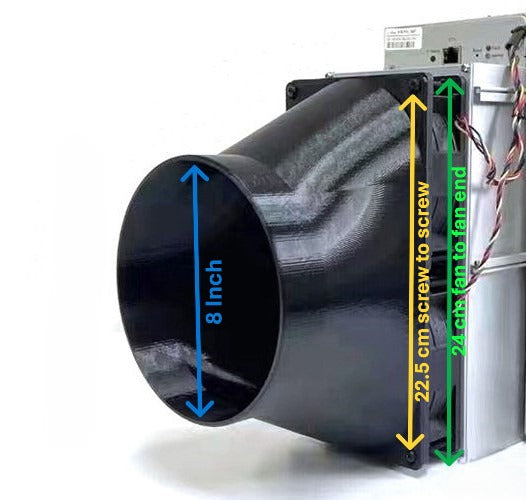ASIC Miner Shroud 8-Inch / 6-Inch for S19j XP, S19k Pro, S19 Pro+, L7, S19 Pro (120mm Fan)