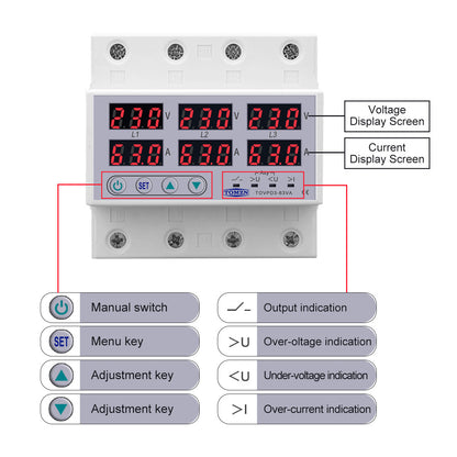 100A 3-Phase Voltage Protector for ASIC Miners Over/Under Voltage & Phase Protection