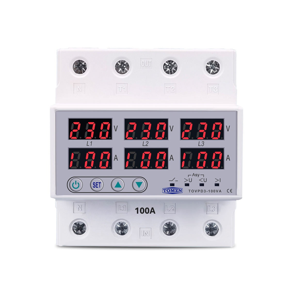 100A 3-Phase Voltage Protector for ASIC Miners Over/Under Voltage & Phase Protection