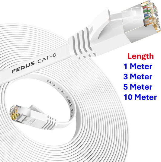 FEDUS Flat Cat6 Ethernet LAN Cable – 1Gbps, 250MHz High-Speed RJ45 Cable