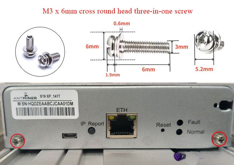M3x6mm round head screw for antminer cover plate (pack of 10)