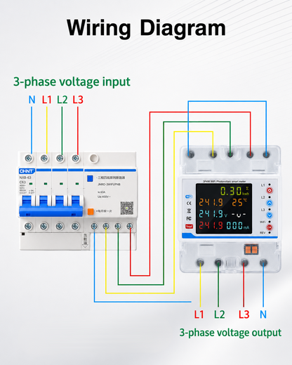 3 Phase 100A WiFi Smart Voltage Protector Relay with Remote ON/OFF, Over Under Voltage, Phase Failure Protection
